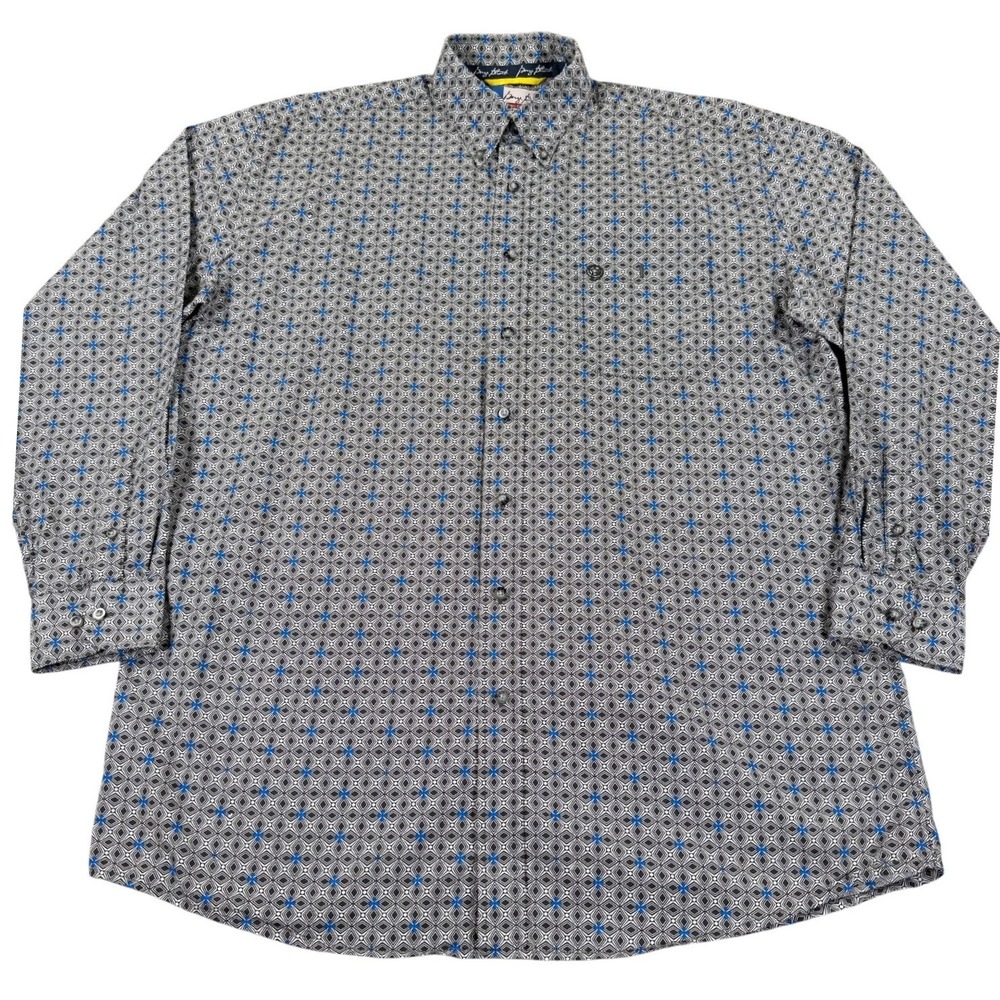 Wrangler George Strait Shirt Mens XL Cowboy Cut Western Geometric Long Sleeve